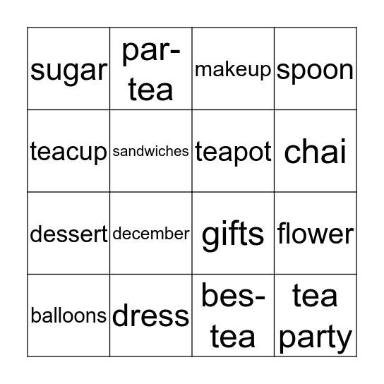 Sidra's Sweet Six-tea-n Bingo Card