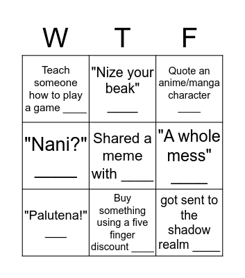 Ah Fi Mi Bingo Card