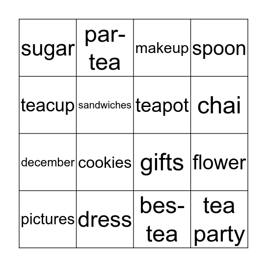 Sidra's Sweet Six-tea-n Bingo Card