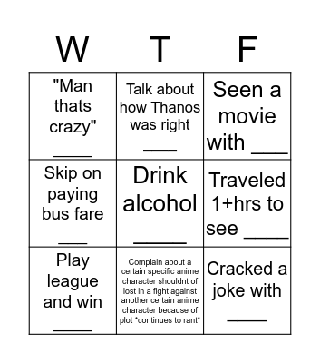 Ah Fi Mi Bingo Card