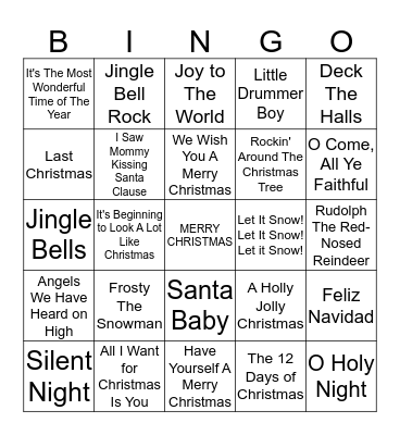 CHRISTMAS CAROL  Bingo Card