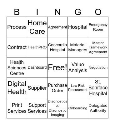 Supply Chain Holiday BINGO Card