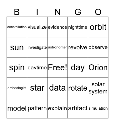 Patterns of Earth & Sky Bingo Card