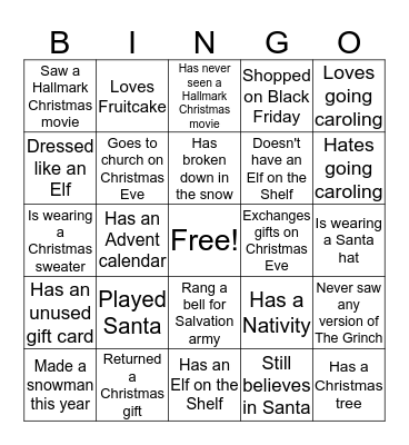 Christmas Ice Breaker Bingo Card