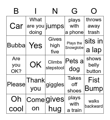 Cory Bingo Card