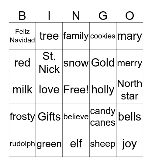Sierra Bingo Card