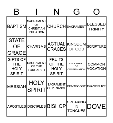 HOLY SPIRIT Bingo Card