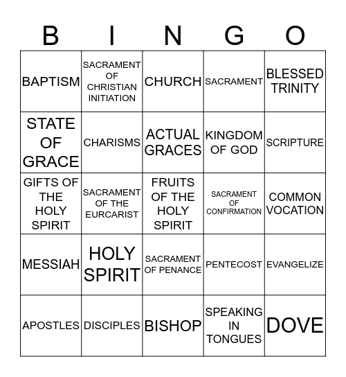 HOLY SPIRIT Bingo Card