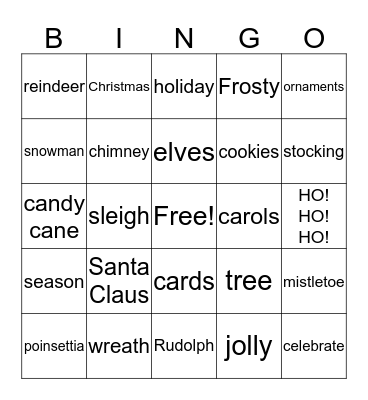 Merry Christmas Bingo Card