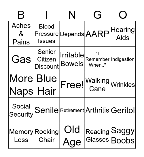 Way Over the Hill Bingo Card