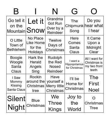 Christmas Song Bingo Round 4 Bingo Card