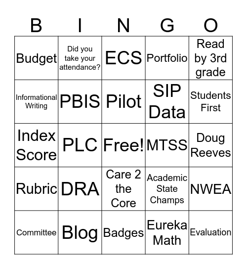 DuVall Bingo Card