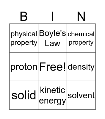 Matter Bingo Card