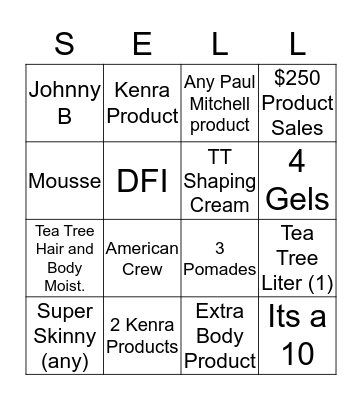 SUPERCUTS PRODUCT BINGO Card