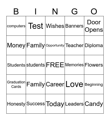 graduation  Bingo Card