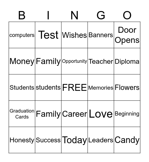 graduation  Bingo Card