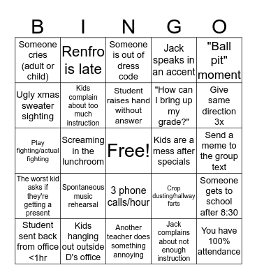 Almost Break Bingo Card