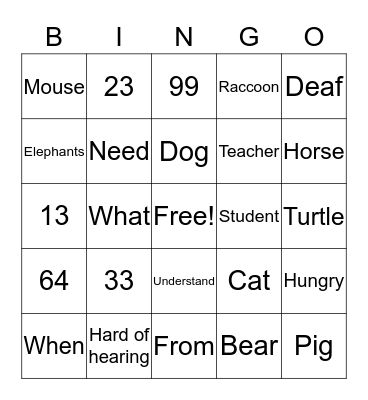 ASL Bingo Card