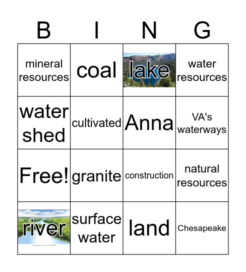 VA Natural Resources Bingo Card