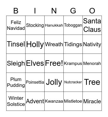 Holiday Bingo Card