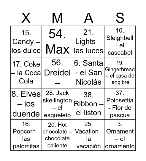 Xmas Bingo Card