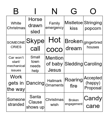 Hallmark Christmas Movie Bingo Card