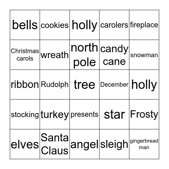 Christmas  Bingo Card