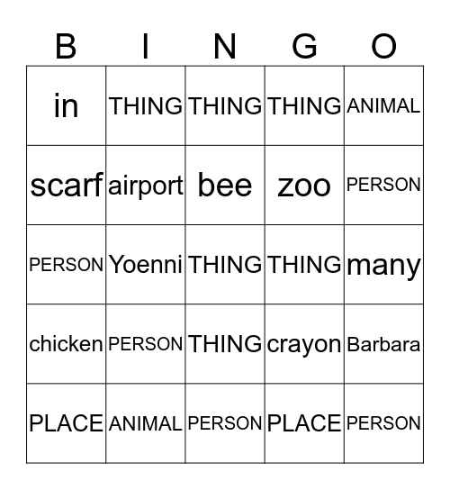 NOUNS Bingo Card