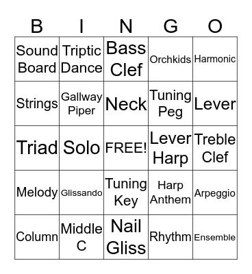 Harp Bingo! Bingo Card