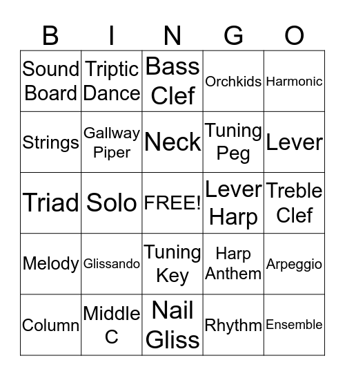 Harp Bingo! Bingo Card