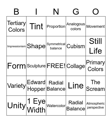 ART Bingo  Bingo Card