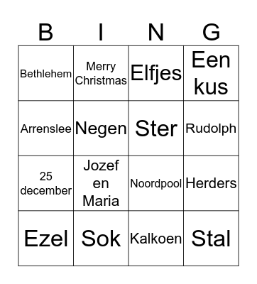 Kerstquizbingo Card