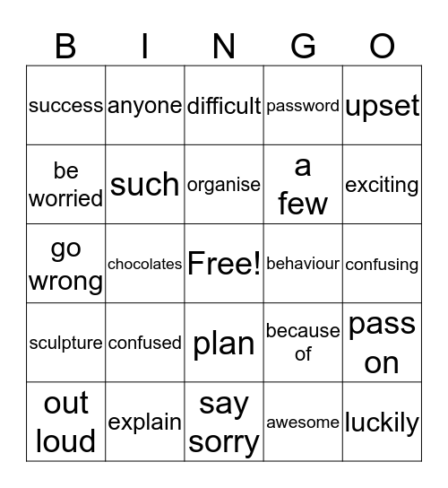 Unit 3 Bingo Card