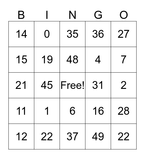 Fransk bingo Card