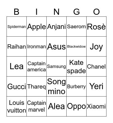 Thrx Bingo Card