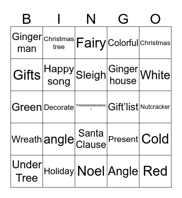 Chrismast Bingo Card