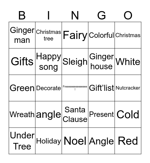 Chrismast Bingo Card