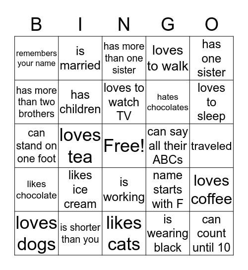 Find Someone Who Bingo Card