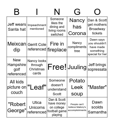Christmas Party Bingo Card
