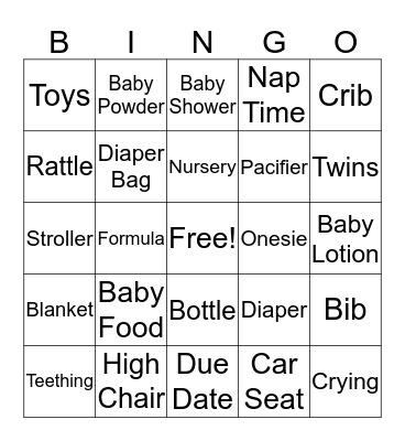 Baby Bingo Card