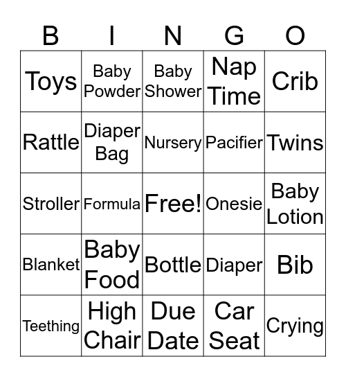 Baby Bingo Card