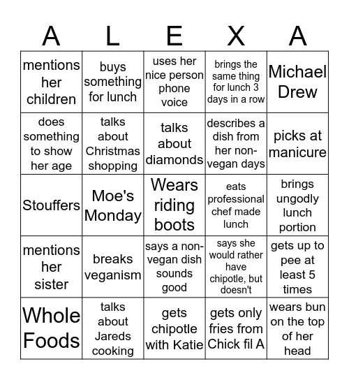 Alexa Bingo Card