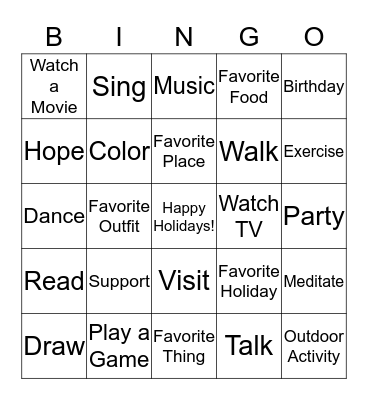 Jolly Holly Stress-less Bingo Card
