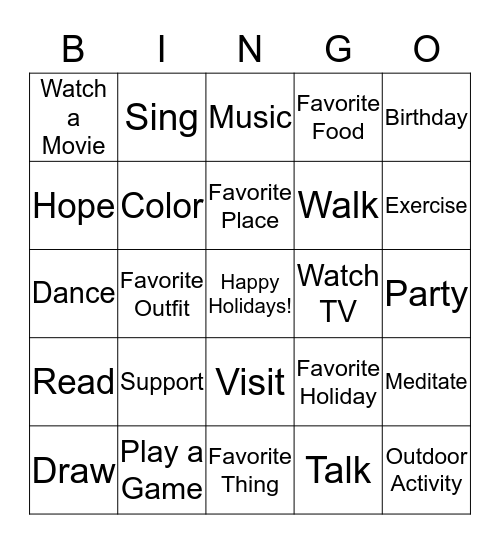 Jolly Holly Stress-less Bingo Card