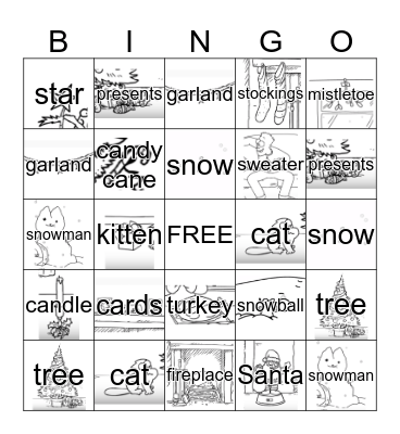 Simon's Cat Christmas Bingo Card