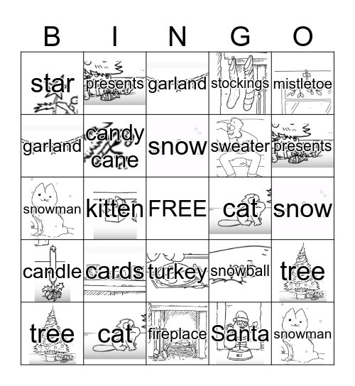 Simon's Cat Christmas Bingo Card
