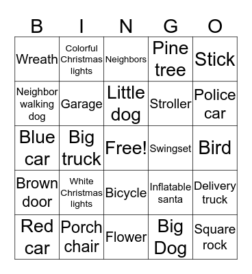 Neighborhood walk-Christmas time Bingo Card