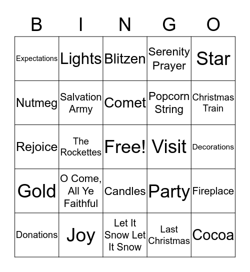 JINGLE Bingo Card