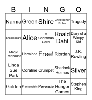 Literary Bingo Card