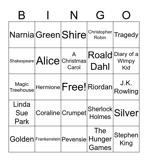 Literary Bingo Card